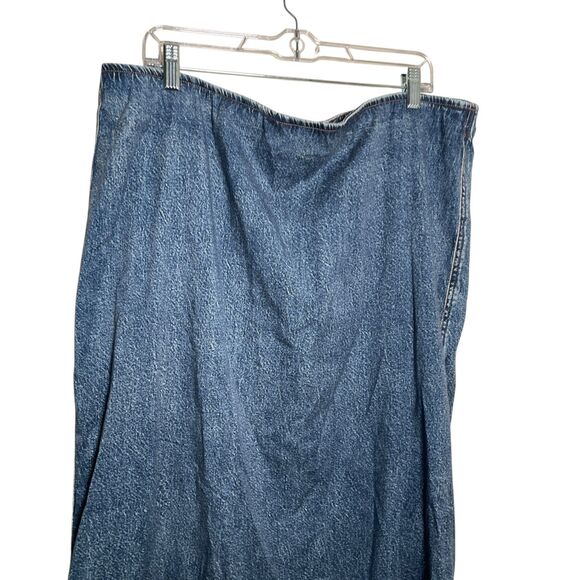 American Eagle Aerie Women's XXL Denim Pull On Maxi Skirt Slit Blue NWT - Picture 2 of 10
